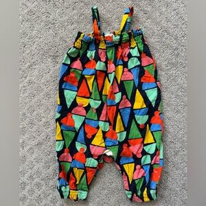 Hanna Andersson Color Block Overalls, adjustable straps & snap at legs, 3-6 mos